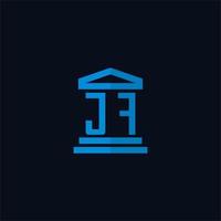 jf eerste logo monogram met gemakkelijk gerechtsgebouw gebouw icoon ontwerp vector