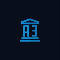 ae eerste logo monogram met gemakkelijk gerechtsgebouw gebouw icoon ontwerp vector