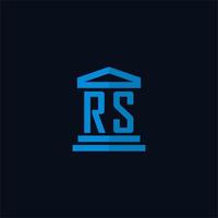 rs eerste logo monogram met gemakkelijk gerechtsgebouw gebouw icoon ontwerp vector
