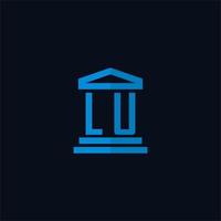 lu eerste logo monogram met gemakkelijk gerechtsgebouw gebouw icoon ontwerp vector