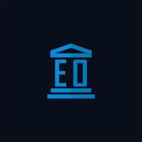 eo eerste logo monogram met gemakkelijk gerechtsgebouw gebouw icoon ontwerp vector