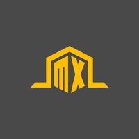 mx monogram eerste logo met zeshoek stijl ontwerp vector