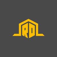 ro monogram eerste logo met zeshoek stijl ontwerp vector