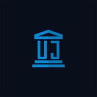 uj eerste logo monogram met gemakkelijk gerechtsgebouw gebouw icoon ontwerp vector