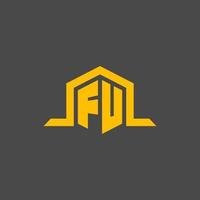 fu monogram eerste logo met zeshoek stijl ontwerp vector