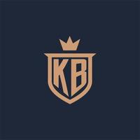 kb monogram eerste logo met schild en kroon stijl vector