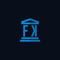 fk eerste logo monogram met gemakkelijk gerechtsgebouw gebouw icoon ontwerp vector