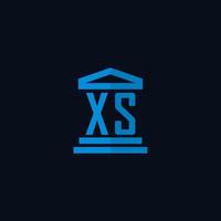 xs eerste logo monogram met gemakkelijk gerechtsgebouw gebouw icoon ontwerp vector