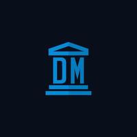 dm eerste logo monogram met gemakkelijk gerechtsgebouw gebouw icoon ontwerp vector
