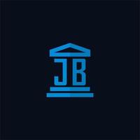 jb eerste logo monogram met gemakkelijk gerechtsgebouw gebouw icoon ontwerp vector
