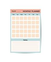 maandelijks ontwerper sjabloon minimalistische planners organisator bladzijde vector ontwerp ontwerper blanco sjabloon.