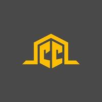 cc monogram eerste logo met zeshoek stijl ontwerp vector