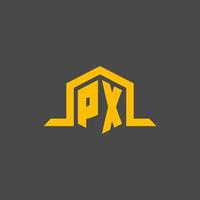px monogram eerste logo met zeshoek stijl ontwerp vector