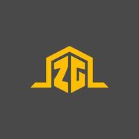 zg monogram eerste logo met zeshoek stijl ontwerp vector