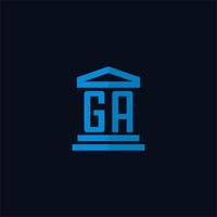 ga eerste logo monogram met gemakkelijk gerechtsgebouw gebouw icoon ontwerp vector