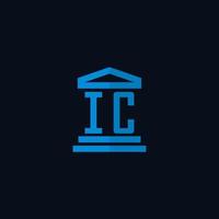 ic eerste logo monogram met gemakkelijk gerechtsgebouw gebouw icoon ontwerp vector