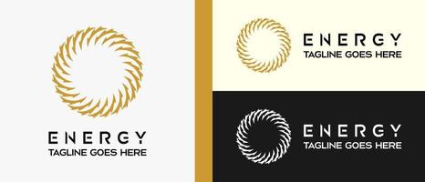 energie logo ontwerp sjabloon met roterend elementen in creatief concept. premie vector