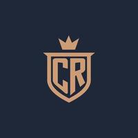 cr monogram eerste logo met schild en kroon stijl vector