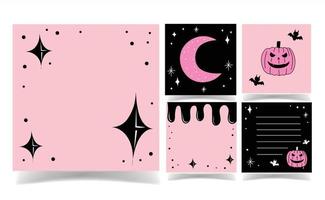 halloween zwart en roze kleur achtergrond verzameling. memo sjabloon. vector