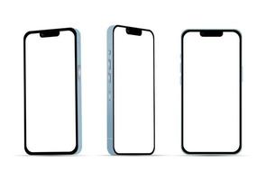 blauw smartphone 14 modellen, nieuw het industrie, mockup voor web ontwerp Aan een wit achtergrond - vector