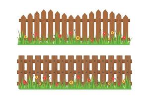 houten hek en gras vector ontwerp