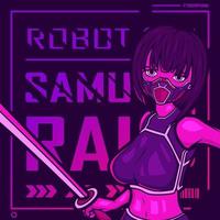 samurai cyberpunk fictie karakter vector. kleurrijk t-shirt ontwerp illustratie. vector