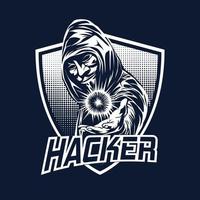 hacker-mascotte voor sport- en esports-logo vector
