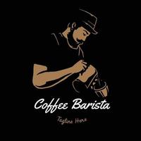 barista logo voor koffie winkel met shilouette visuals en wijnoogst stijl maken de logo meer elegant vector