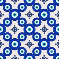 onheil oog etnisch patroon. mysticus Grieks blauw amulet. Turks traditioneel afdrukken. symbool van bescherming. vector naadloos achtergrond