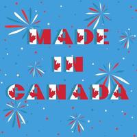 gelukkig Canada dag kaart. patroon met nationaal vlag rood en wit kleur modern typografie voor viering ontwerp, folder, spandoek. Aan fectief vuurwerk blauw achtergrond. vector