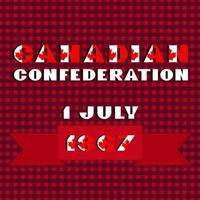 gelukkig Canada dag kaart. patroon met rood en wit kleur modern typografie voor viering ontwerp, folder, banier Aan geruit achtergrond. nationaal vlag stijl vector