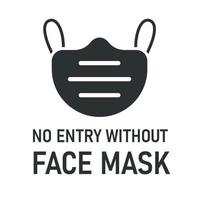 geen toegang zonder gezichtsmasker met maskerpictogram vector