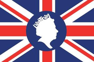 koningin Elizabeth gezicht wit met Brits Verenigde koninkrijk vlag nationaal Europa embleem icoon vector illustratie abstract ontwerp element