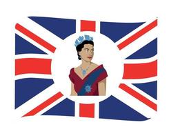 koningin Elizabeth jong portret met Brits Verenigde koninkrijk vlag nationaal Europa embleem lint icoon vector illustratie abstract ontwerp element