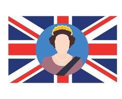 Elizabeth koningin 1926 2022 gezicht portret met Brits Verenigde koninkrijk vlag nationaal Europa embleem symbool icoon vector illustratie abstract ontwerp element