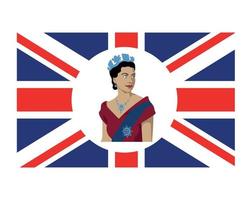 koningin Elizabeth jong portret met Brits Verenigde koninkrijk vlag nationaal Europa embleem symbool icoon vector illustratie abstract ontwerp element