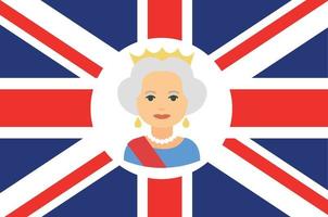 koningin Elizabeth gezicht portret met Brits Verenigde koninkrijk vlag nationaal Europa embleem icoon vector illustratie abstract ontwerp element