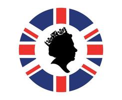 koningin Elizabeth gezicht zwart en wit met Brits Verenigde koninkrijk vlag nationaal Europa embleem icoon vector illustratie abstract ontwerp element