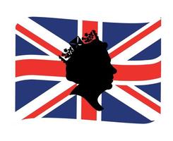 koningin Elizabeth gezicht zwart met Brits Verenigde koninkrijk vlag nationaal Europa embleem lint icoon vector illustratie abstract ontwerp element