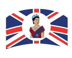 koningin Elizabeth jong portret met Brits Verenigde koninkrijk vlag nationaal Europa embleem vector illustratie abstract ontwerp element