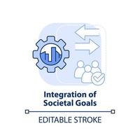 integratie van maatschappelijk doelen licht blauw concept icoon. maas integratie niveau abstract idee dun lijn illustratie. geïsoleerd schets tekening. bewerkbare hartinfarct. vector