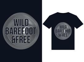 wild blootsvoets vrij illustratie voor drukklare t-shirts ontwerp. vector