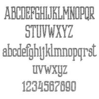 retro doopvont alfabet en getallen in schetsen stijl vector