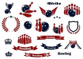 bowling sport items en ontwerp elementen vector