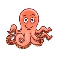 tekenfilm Octopus resting met gerold omhoog tentakels vector