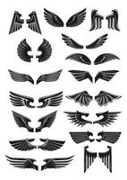 heraldisch zwart Vleugels vector pictogrammen reeks