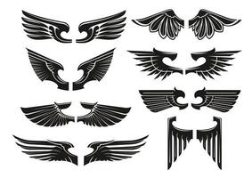 verspreiding heraldisch Vleugels zwart pictogrammen vector