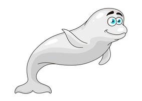 tekenfilm wit walvis golvend een flipper vector