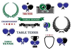 tafel tennis spel heraldisch elementen vector