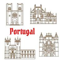bezienswaardigheden van Portugal lineair icoon voor reizen ontwerp vector